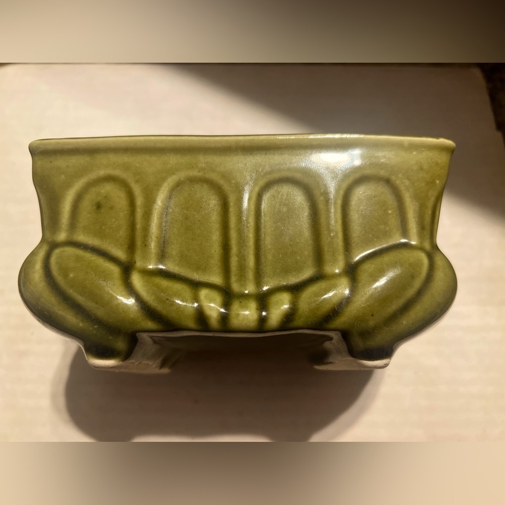 MCM Planter Green PotteryArchitectural Arched Mid Century. Vintage